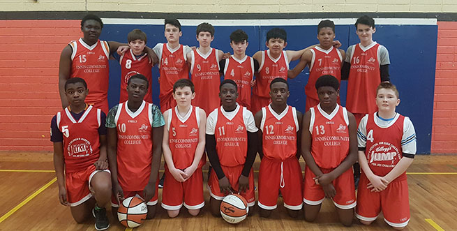 2nd Year Boys' Basketball Team. Ennis Community College and Gaelcholáiste an Chláir. February 2017