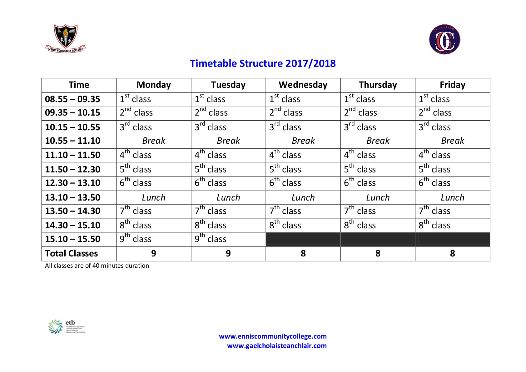 New Timetable